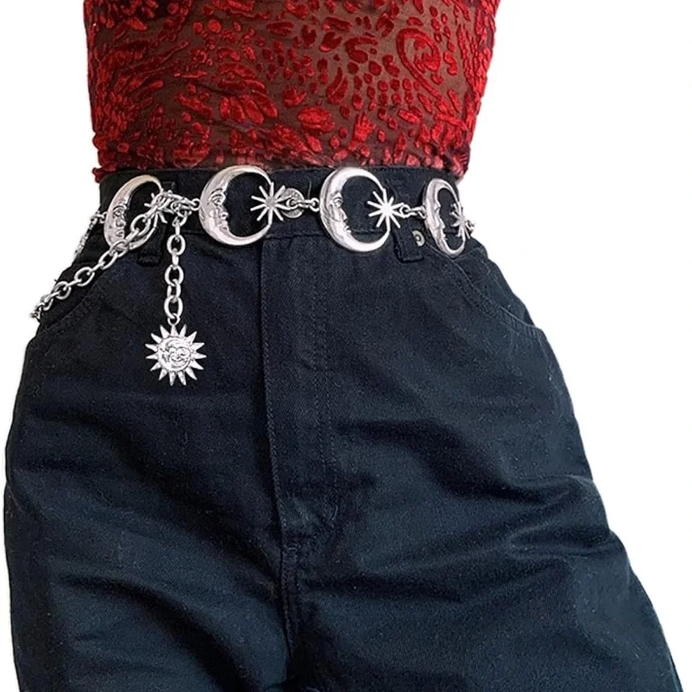 Metal Waist Silver Moon Belt